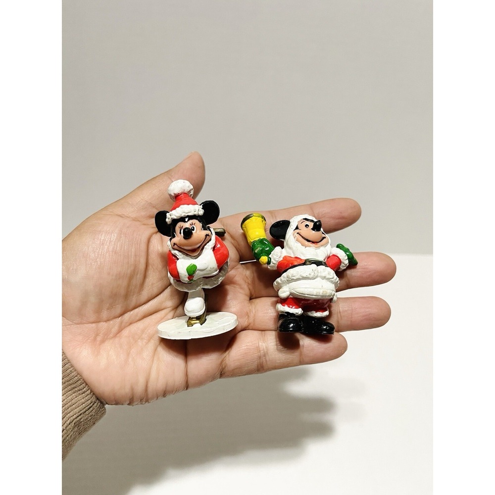 Vintage Disney Christmas MICKEY & MINNIE 2" Applause PVC Cake Topper Figures - Picture 2 of 3